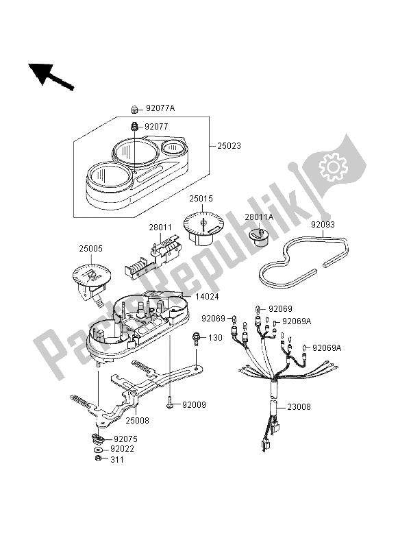 All parts for the Meter of the Kawasaki GPZ 500S UK 1996