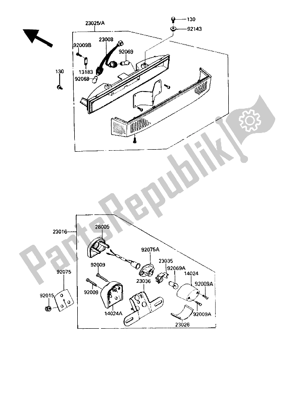 All parts for the Tail Lamp of the Kawasaki ZG 1200 B1 1990