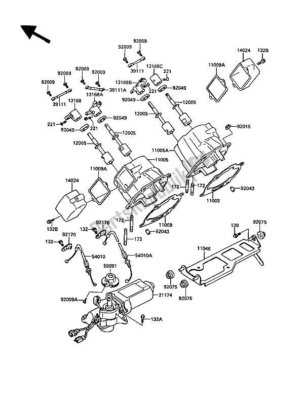 Alle onderdelen voor de Cilinder van de Kawasaki KR 1 2 250 1989
