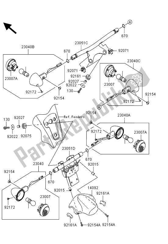 Toutes les pièces pour le Clignotants du Kawasaki VN 1700 Classic Tourer ABS 2013