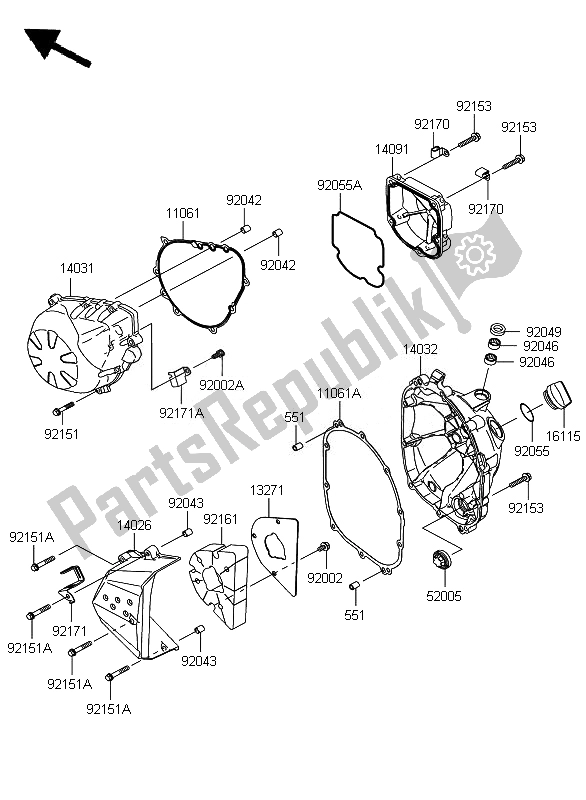 Todas as partes de Tampa Do Motor do Kawasaki Z 750 2007