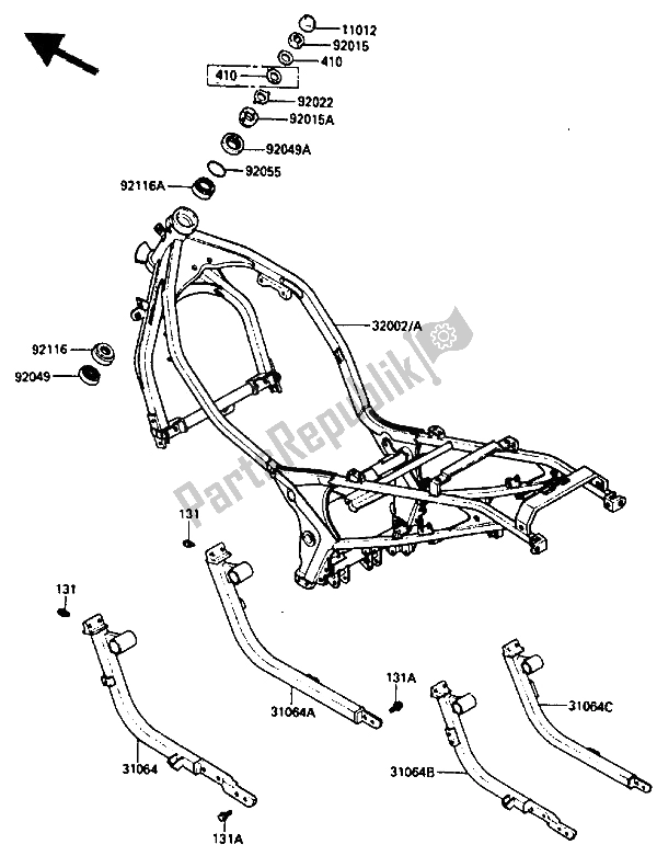 Tutte le parti per il Telaio del Kawasaki GPZ 600R 1986