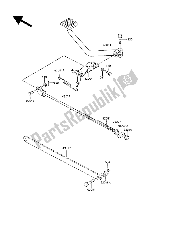 Tutte le parti per il Pedale Del Freno del Kawasaki GPZ 305 Belt Drive 1986