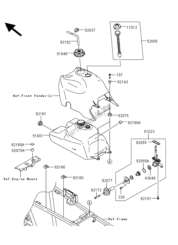 Toutes les pièces pour le Réservoir D'essence du Kawasaki KVF 360 4X4 2013