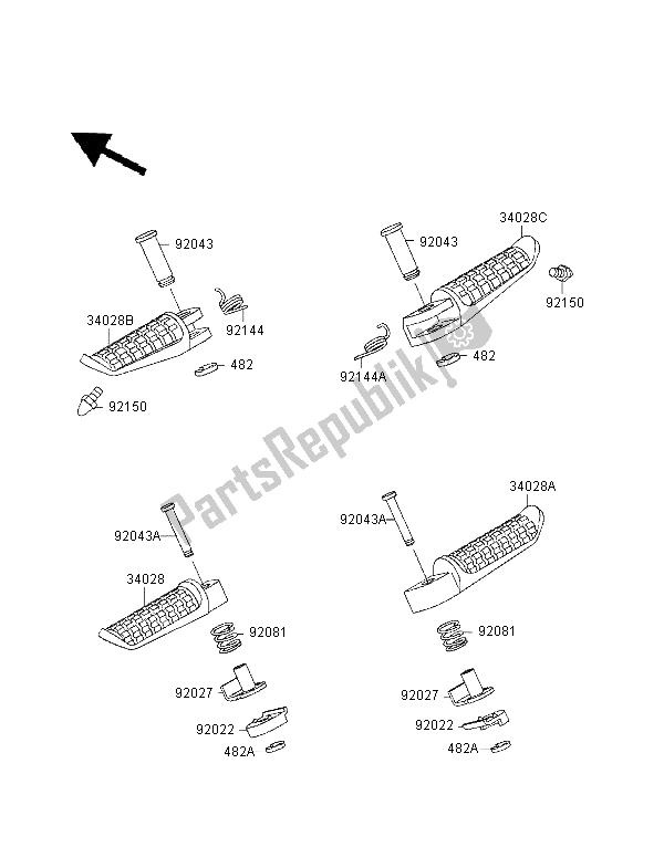 Todas las partes para Reposapiés de Kawasaki GPZ 1100 1998