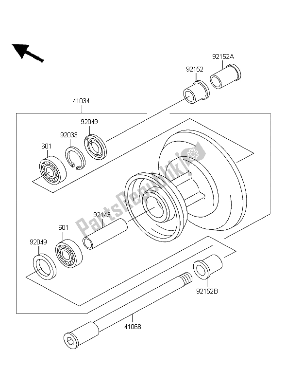 All parts for the Front Hub of the Kawasaki W 650 2004