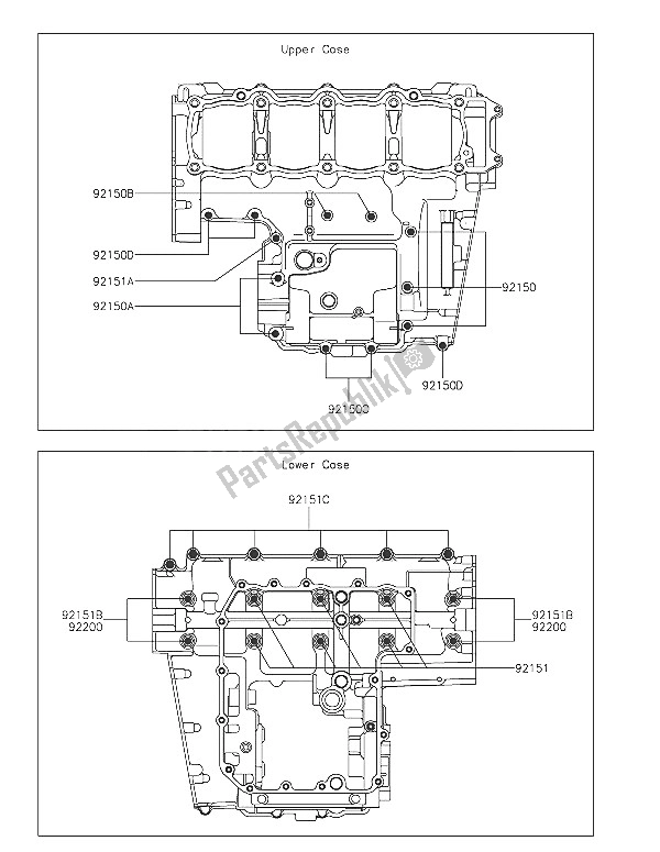 Tutte le parti per il Modello Del Bullone Del Basamento del Kawasaki Z 800 2016