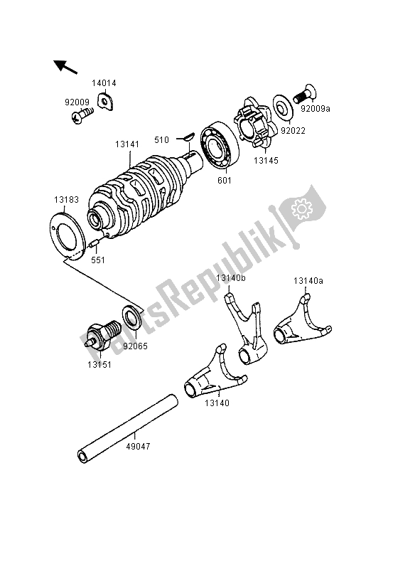 Todas as partes de Tambor De Mudança De Marcha E Garfo De Mudança do Kawasaki KMX 125 1998
