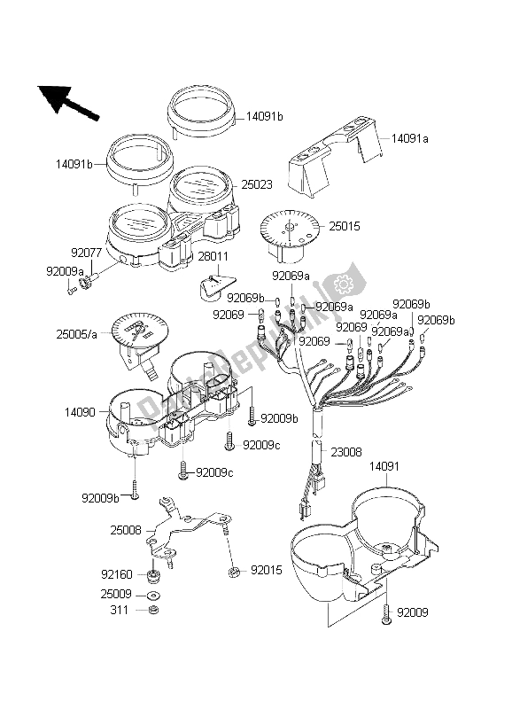 All parts for the Meter of the Kawasaki ZRX 1200R 2001