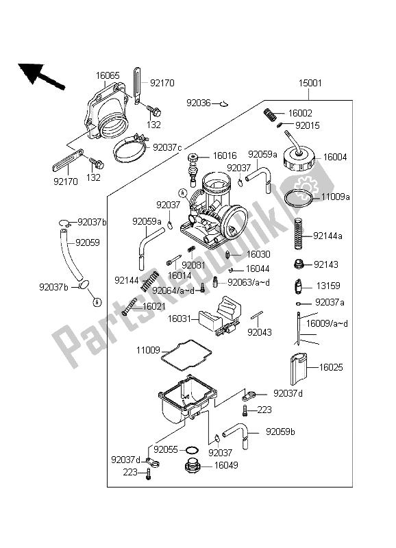 All parts for the Carburetor of the Kawasaki KDX 200 1999