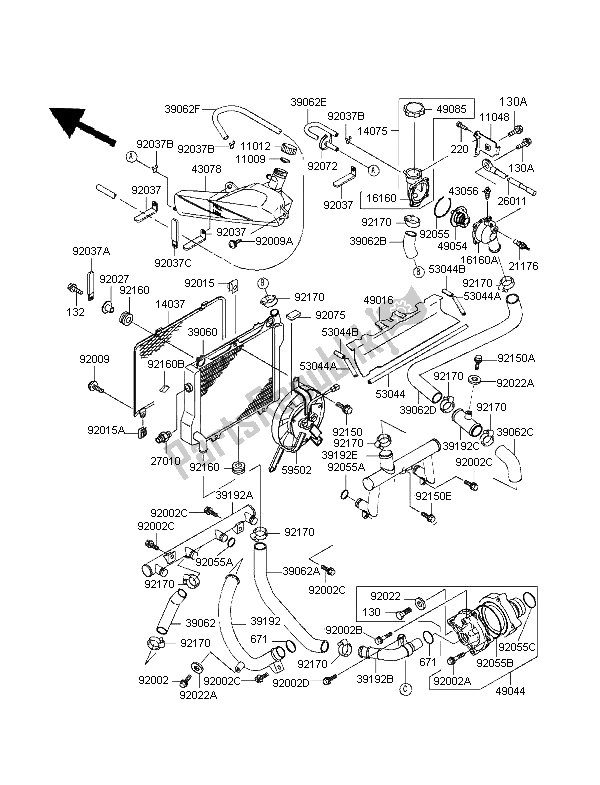 Tutte le parti per il Termosifone del Kawasaki GPZ 1100 1998