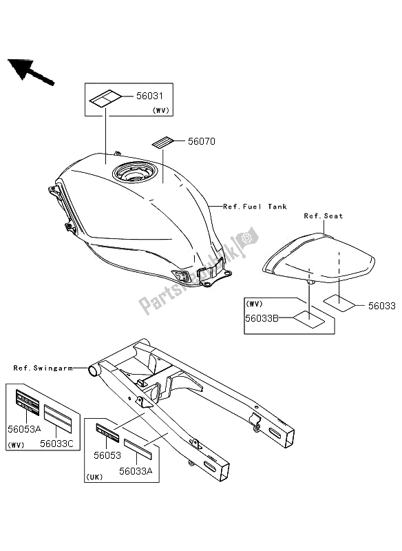 Tutte le parti per il Etichette del Kawasaki Ninja 250R 2010