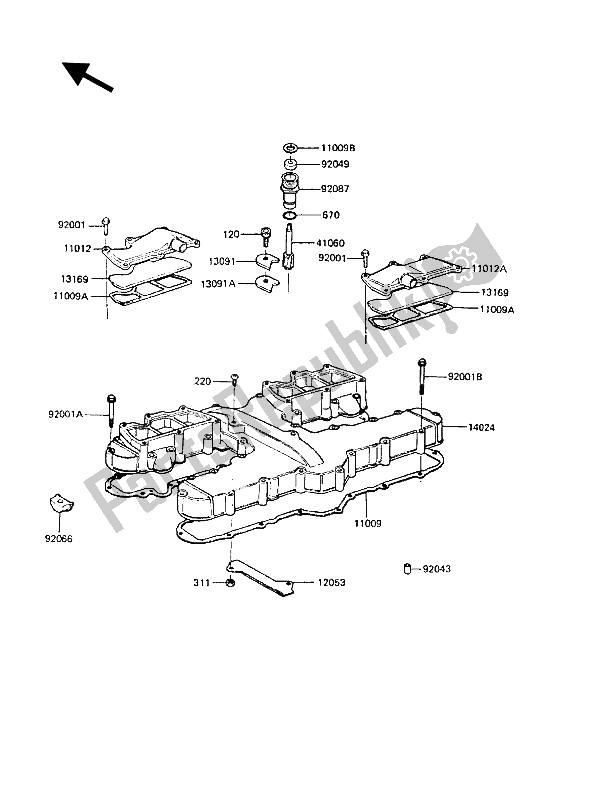 Tutte le parti per il Coperchio Della Testata del Kawasaki Z 1300 1988