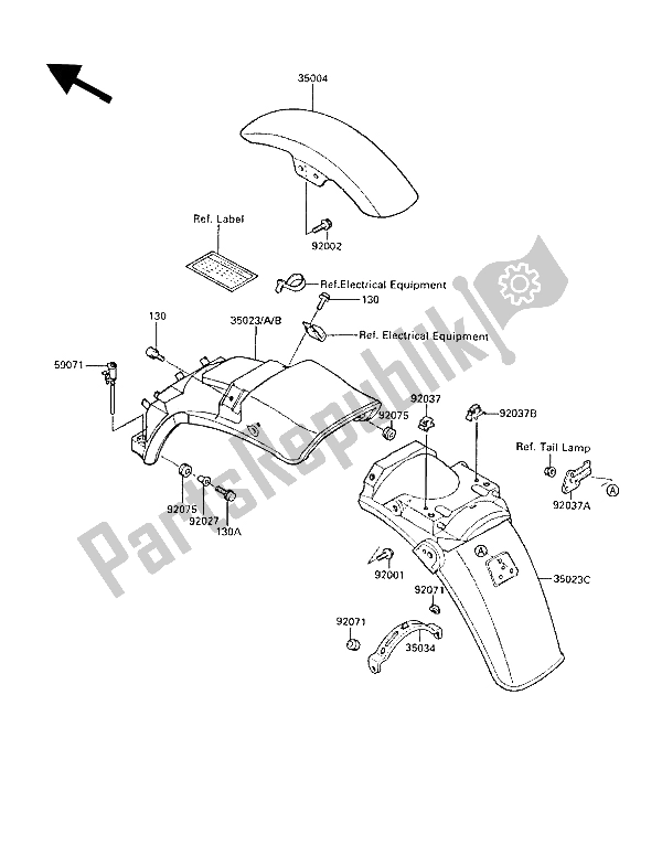 Todas las partes para Defensas de Kawasaki ZL 1000 1988