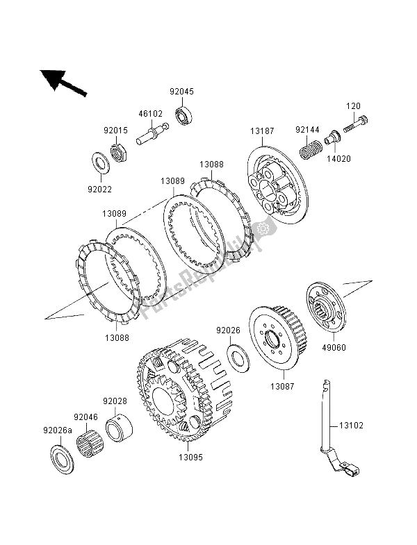 All parts for the Clutch of the Kawasaki ZXR 400 1997