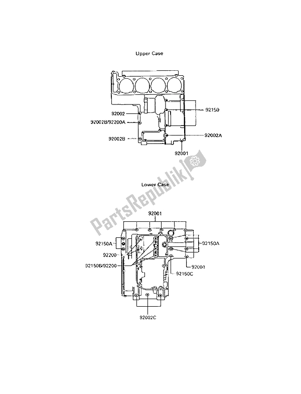 All parts for the Crankcase Bolt Pattern of the Kawasaki 1000 GTR 1994