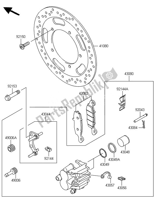 All parts for the Front Brake of the Kawasaki VN 900 Classic 2014