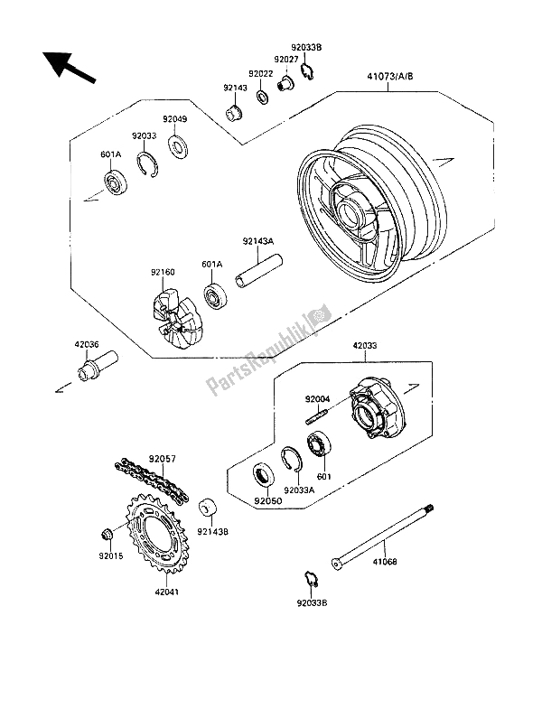 Tutte le parti per il Mozzo Posteriore del Kawasaki ZZ R 1100 1992