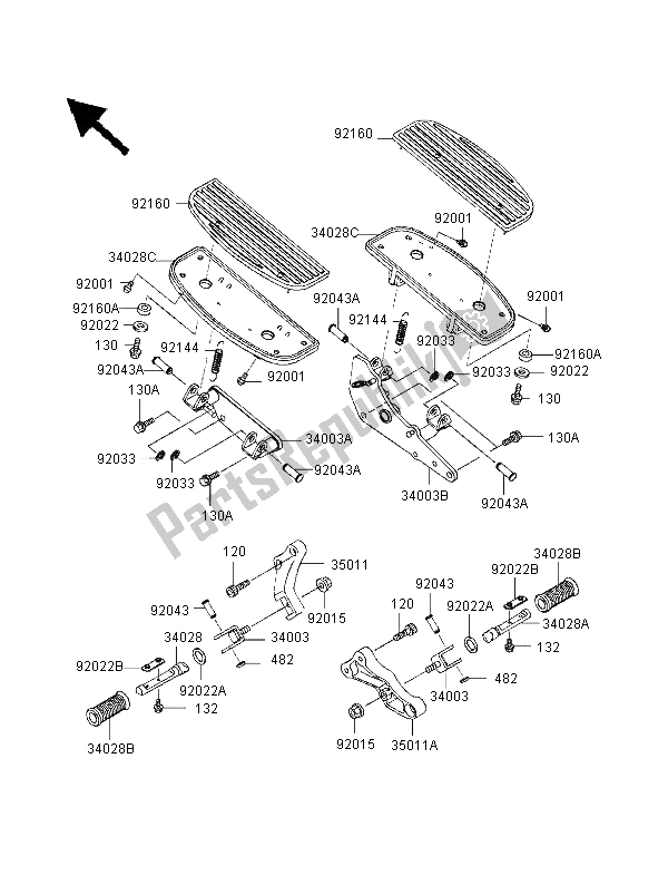 All parts for the Footrests of the Kawasaki VN 1500 Classic 1998