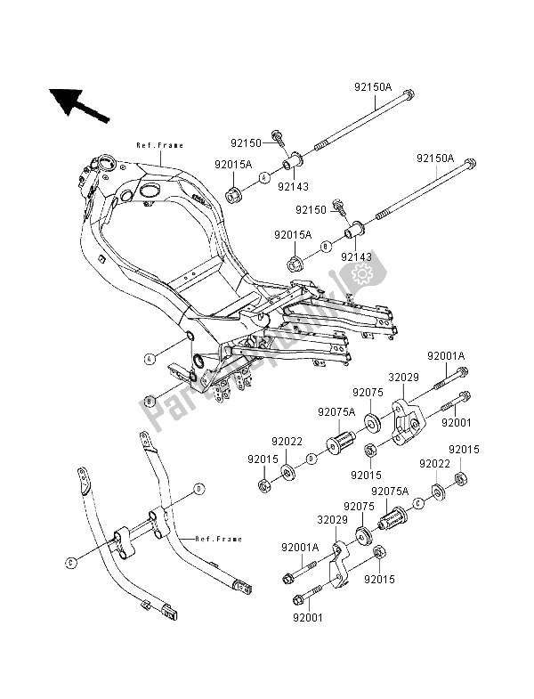 Toutes les pièces pour le Ferrures De Cadre du Kawasaki ZZR 1100 1995