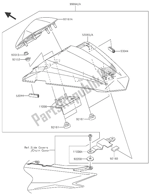 Todas las partes para Accesorio (funda De Asiento Individual) de Kawasaki Ninja 300 ABS 2016