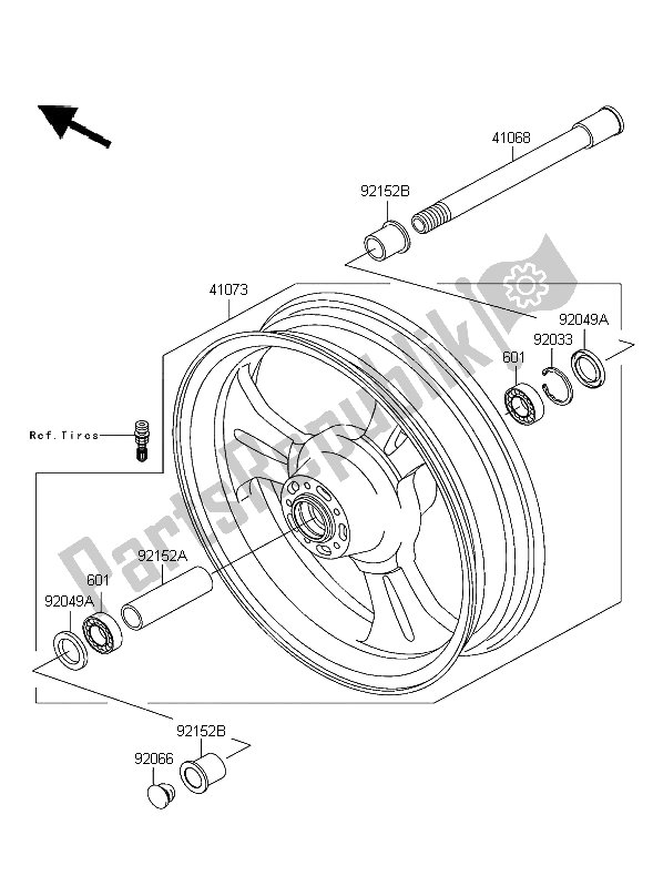 Toutes les pièces pour le Moyeu Avant du Kawasaki VN 1600 Mean Streak 2004