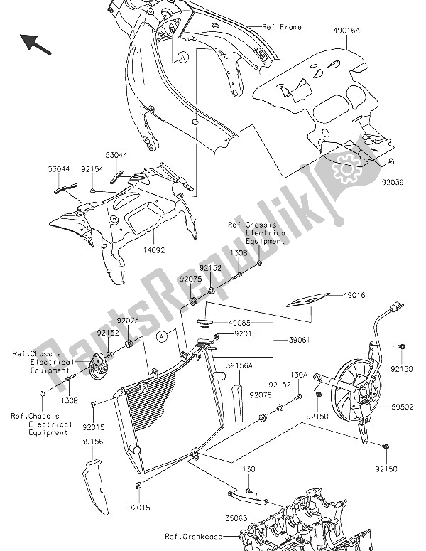 All parts for the Radiator of the Kawasaki Ninja ZX 6R 600 2016