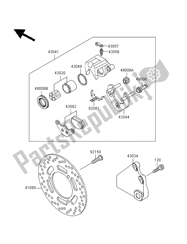 Tutte le parti per il Freno Posteriore del Kawasaki GPZ 500S 1996