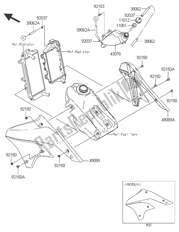 All parts for the Engine Shrouds of the Kawasaki KLX 450R 2016