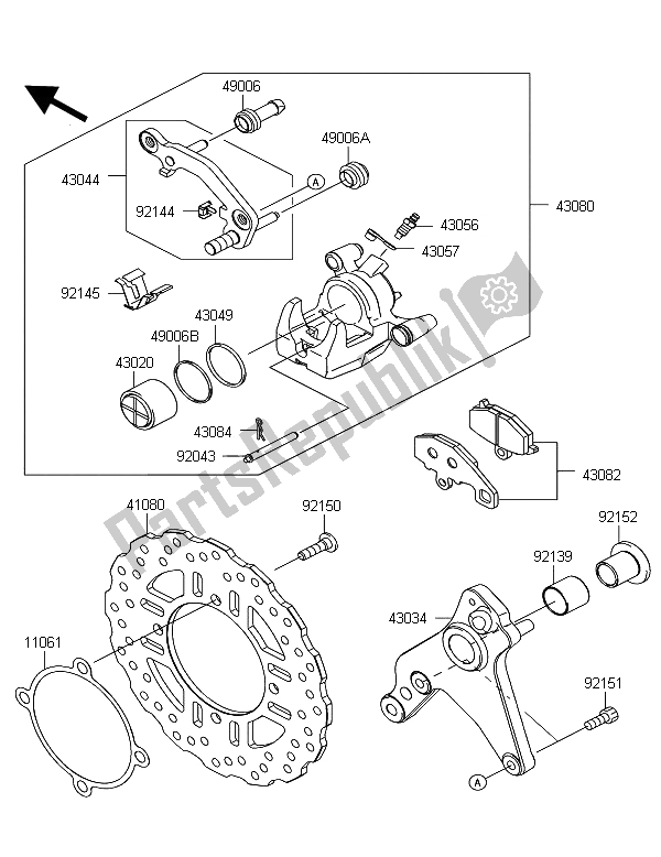 All parts for the Rear Brake of the Kawasaki Z 1000 SX 2012