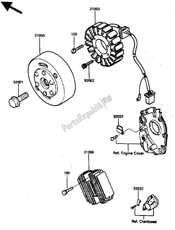 All parts for the Generator of the Kawasaki GPZ 600R 1986