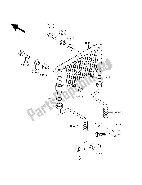 Tutte le parti per il Radiatore Dell'olio del Kawasaki Zephyr 550 1993
