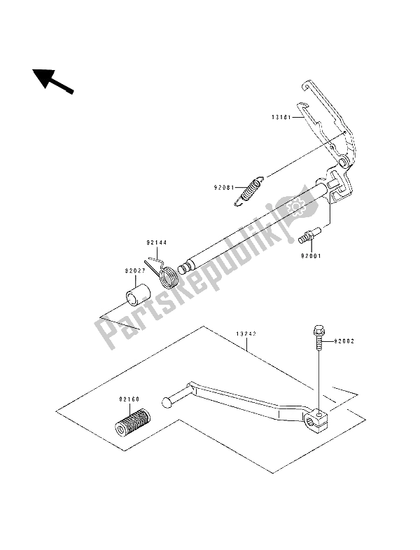 All parts for the Gear Change Mechanism of the Kawasaki EL 250D 1994