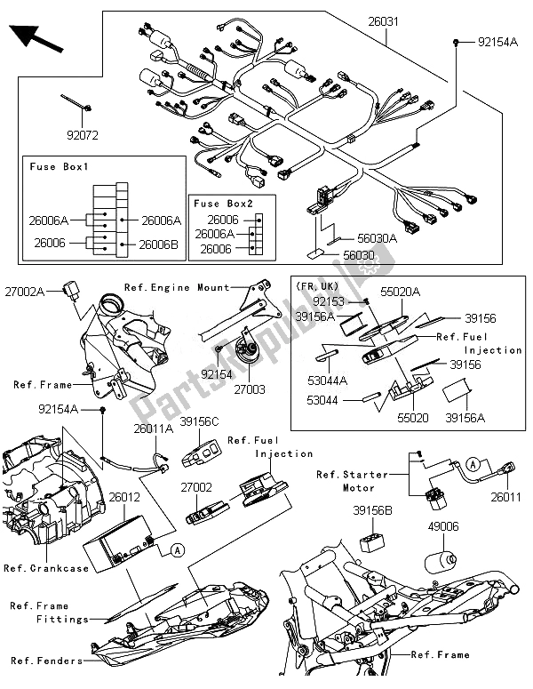 Todas las partes para Equipo Eléctrico Del Chasis de Kawasaki Z 800 2014