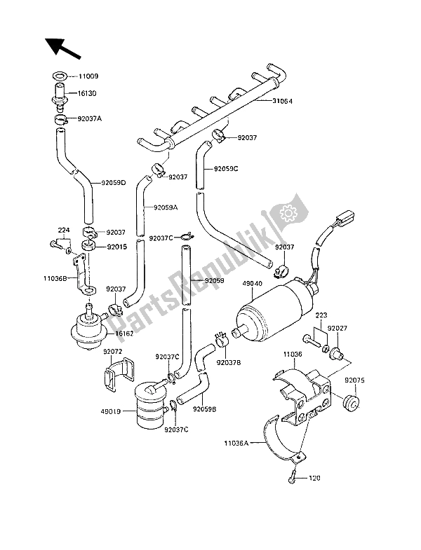 All parts for the Fuel Pump of the Kawasaki Z 1300 1988