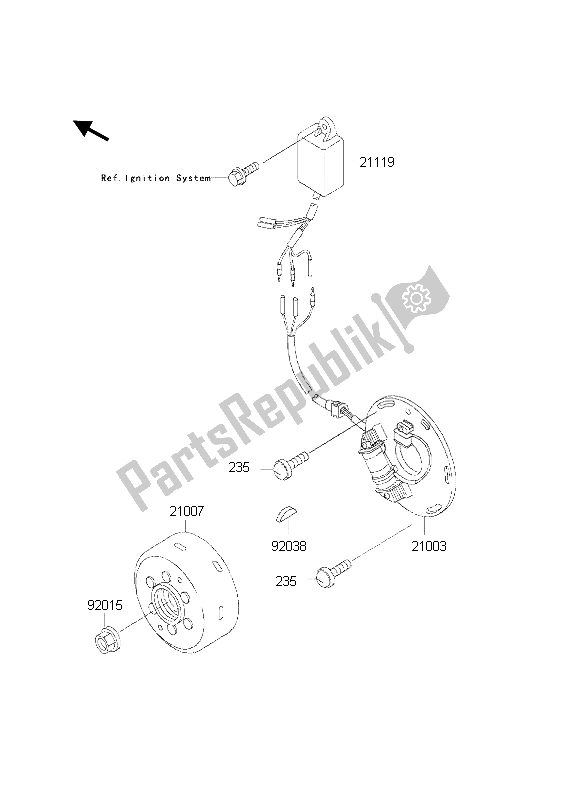 Tutte le parti per il Generatore del Kawasaki KX 500 1998