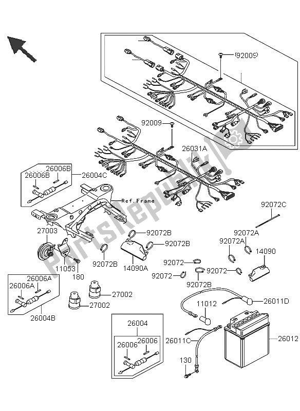 All parts for the Chassis Electrical Equipment of the Kawasaki KVF 360 2005