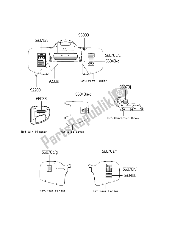 All parts for the Labels of the Kawasaki KVF 650 Prairie 2002