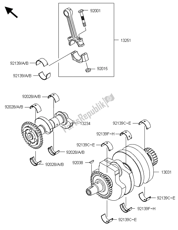 All parts for the Crankshaft of the Kawasaki Ninja 300 ABS 2013