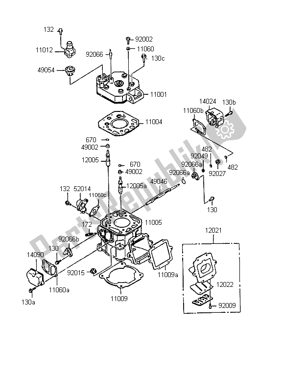 Tutte le parti per il Testata E Cilindro del Kawasaki KMX 125 1998