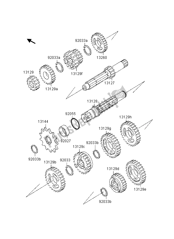 All parts for the Transmission of the Kawasaki KX 60 1997