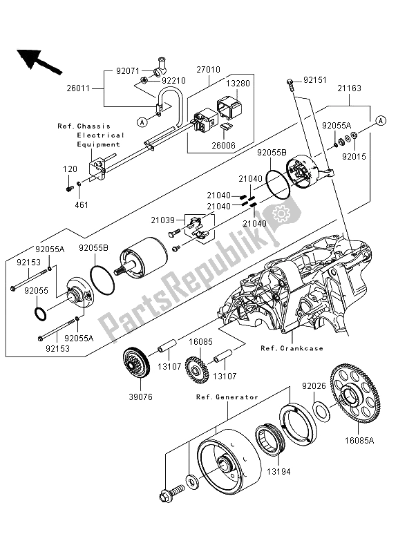 All parts for the Starter Motor of the Kawasaki Versys ABS 650 2008