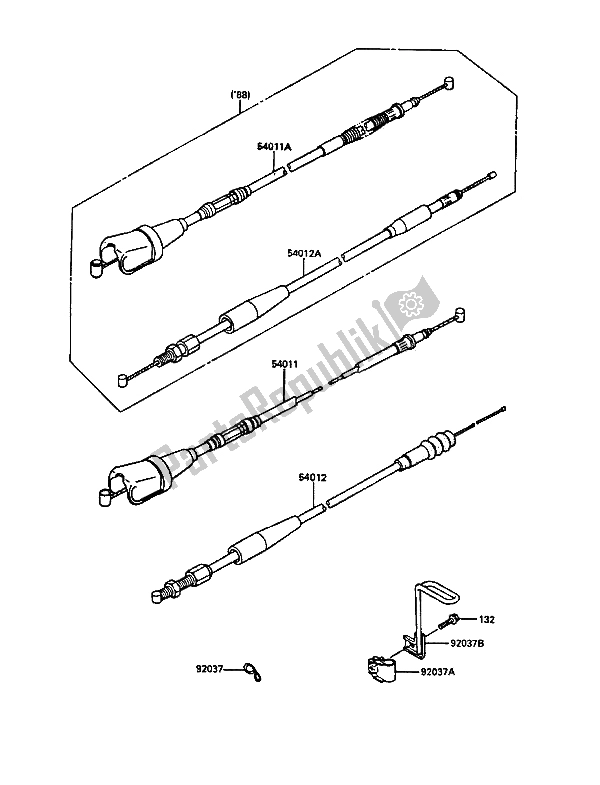 Toutes les pièces pour le Câbles du Kawasaki KDX 200 1988