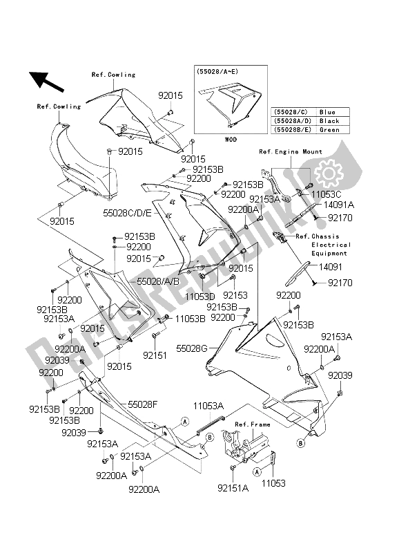 Todas las partes para Capota Baja de Kawasaki Ninja ZX 10 RR 1000 2004