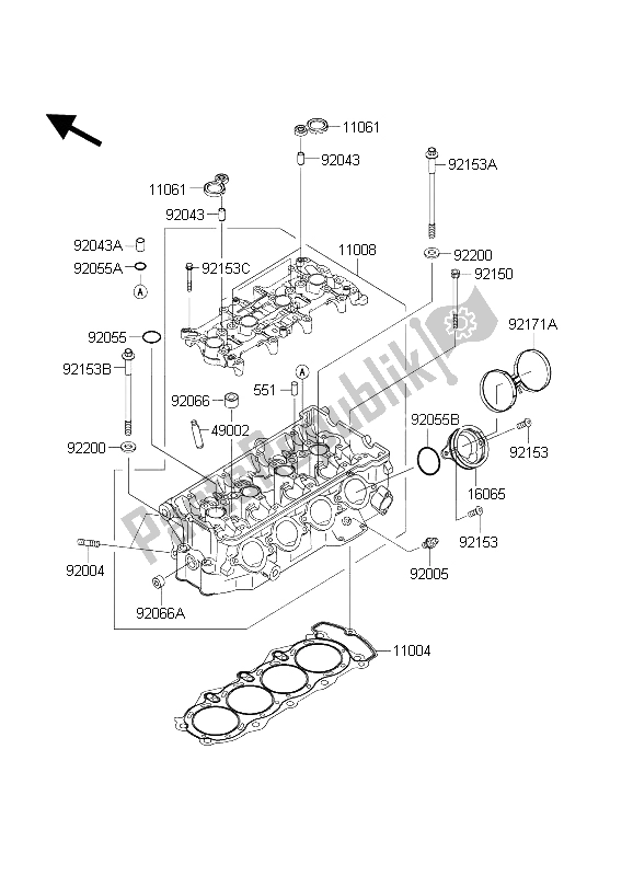 Toutes les pièces pour le Culasse du Kawasaki Ninja ZX 6R 600 2004