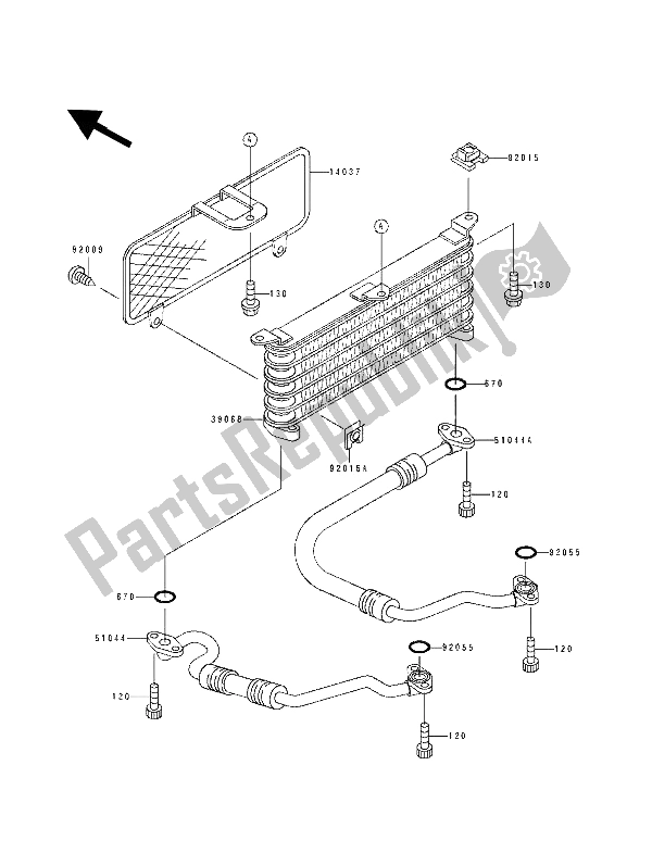 All parts for the Oil Cooler of the Kawasaki ZXR 400 1991