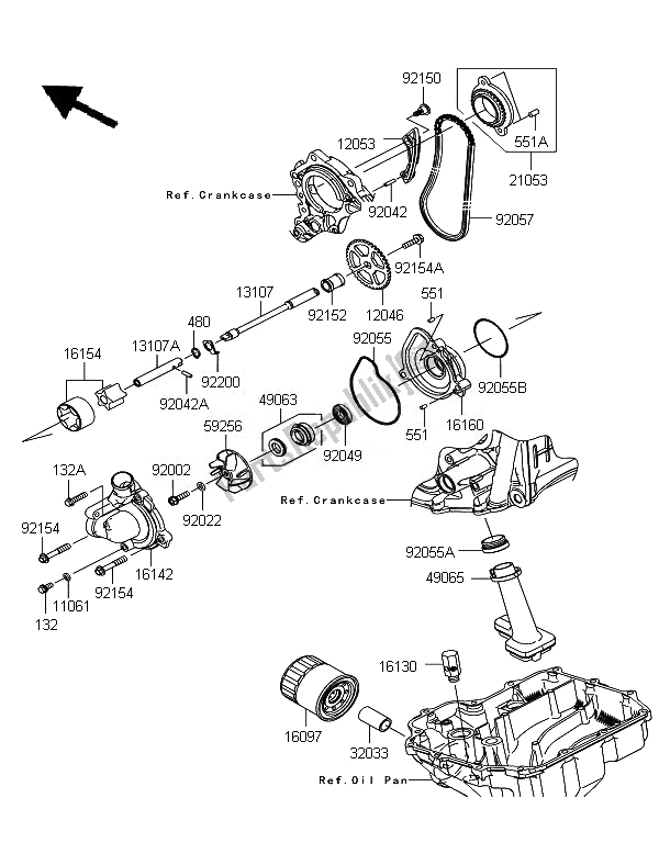 Todas as partes de Bomba De óleo do Kawasaki Ninja ZX 10R ABS 1000 2011