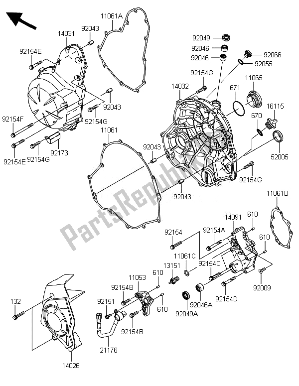 All parts for the Engine Cover(s) of the Kawasaki ER 6N ABS 650 2014