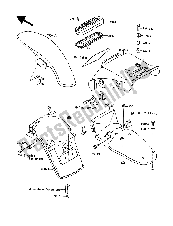 Tutte le parti per il Parabordi del Kawasaki EL 250 1988