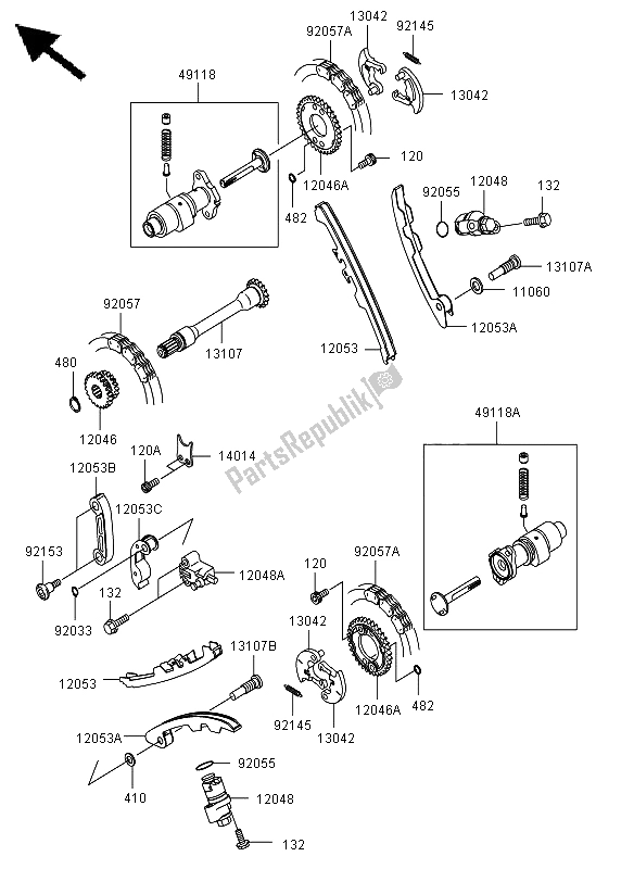 Tutte le parti per il Albero A Camme (s) E Tenditore del Kawasaki KVF 650 4X4 2011